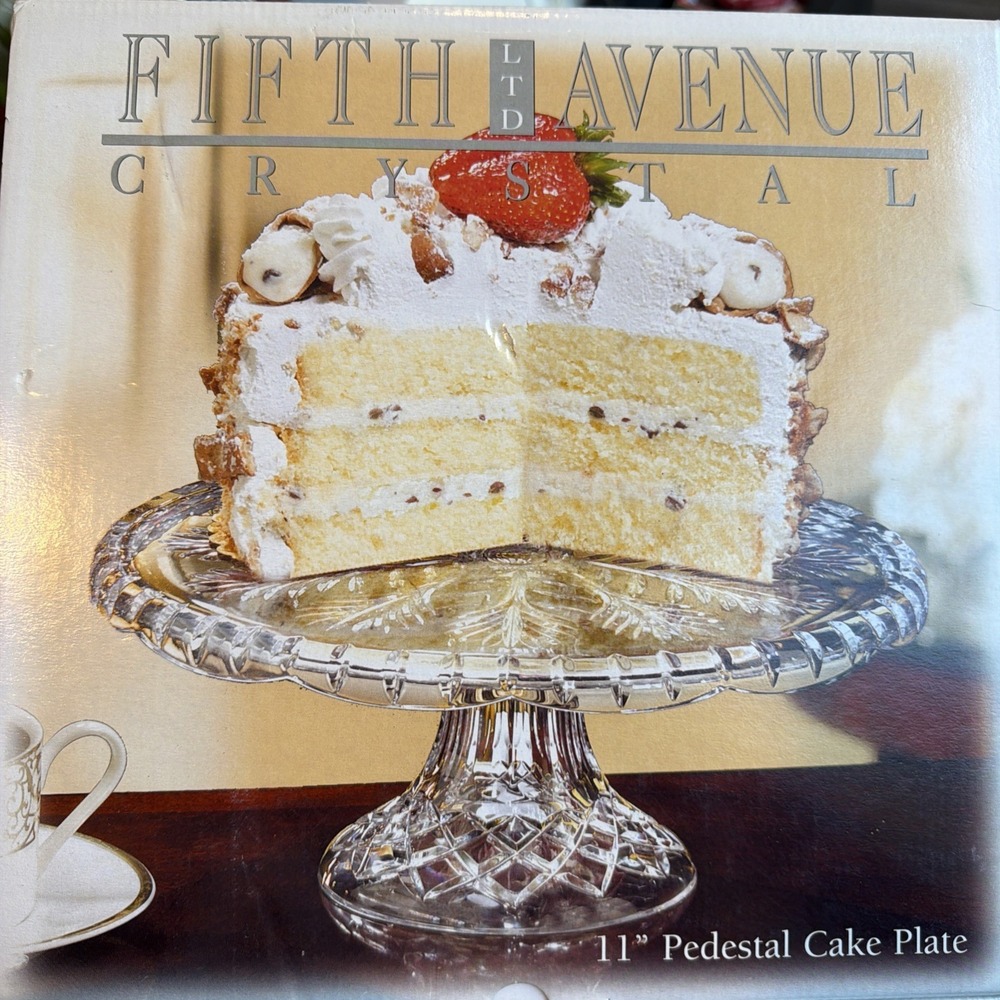 Fifth Avenue 11" Leaded Crystal Cake Stand, New in Box